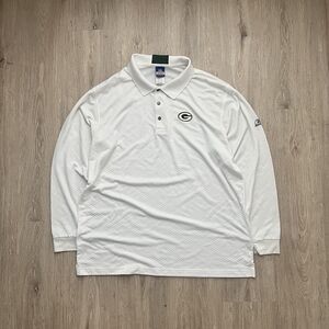 Reebok Green Bay Packers Logo NFL Football Long Sleeve Shirt White Mens XL